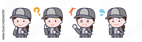 スマートフォンを使う「工場作業員」の女性