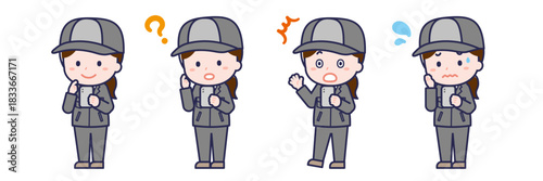 スマートフォンを使う「工場作業員」の女性