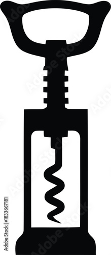 Corkscrew Silhouette Icon of Wine Bottle Opener
