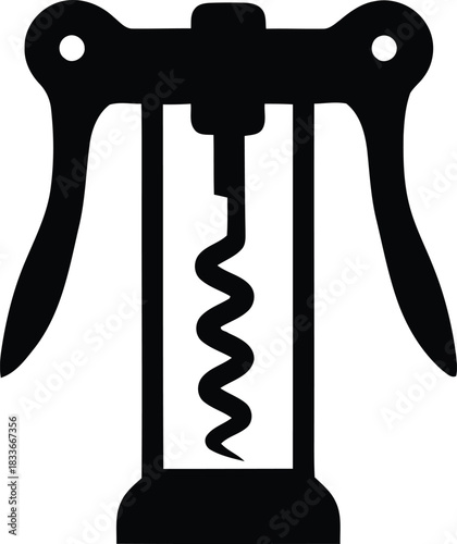 Corkscrew Icon – Wine Bottle Opener Silhouette Illustration