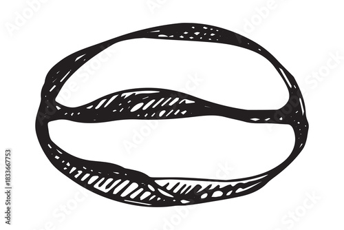 Hand drawn fresh roasted coffee bean Arabica robusta seed doodle Single element for print, web, design, decor