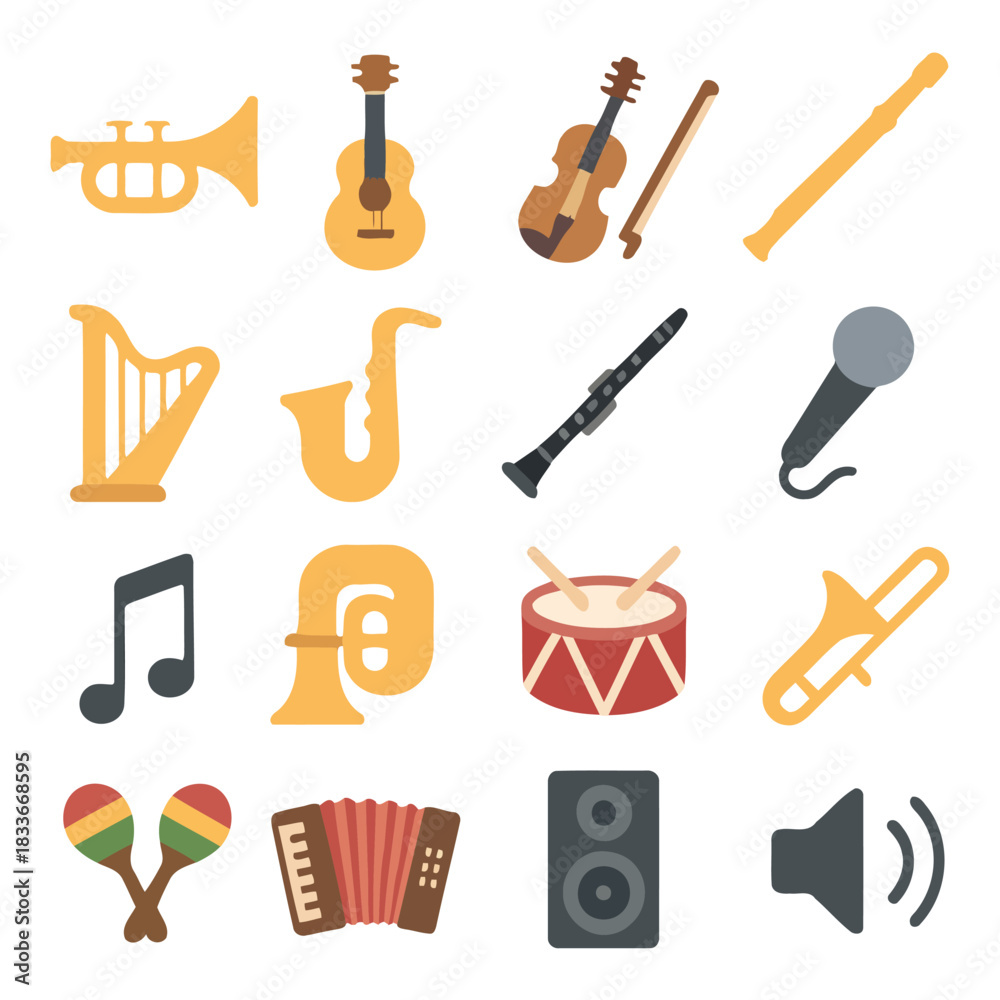 Obraz premium Musical Instruments Assortment: A diverse collection of various musical instruments, capturing the essence of sound and the beauty of creation.