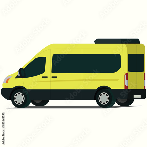 Passenger van shuttle service angled rear side view