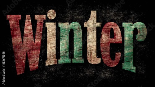 Vintage Red And Green Winter Chalk Typography Art