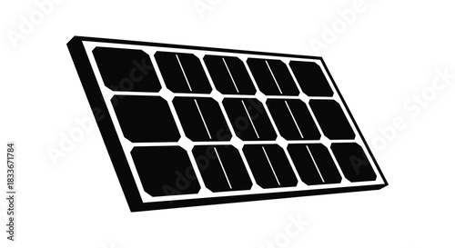 a graphic representation of a solar panel with a grid pattern a stark silhouette