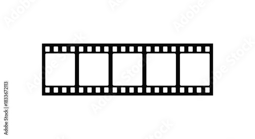 a simple black and white filmstrip graphic with rectangular frames a distinct silhouette