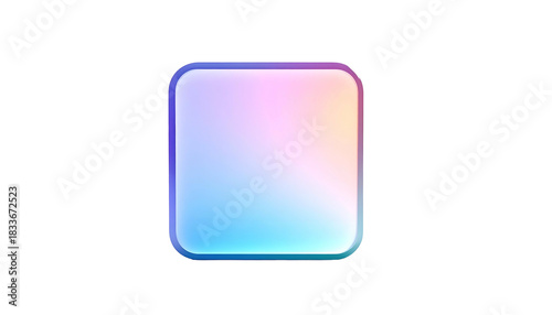 A glowing, rounded square with a colorful gradient and a dark background