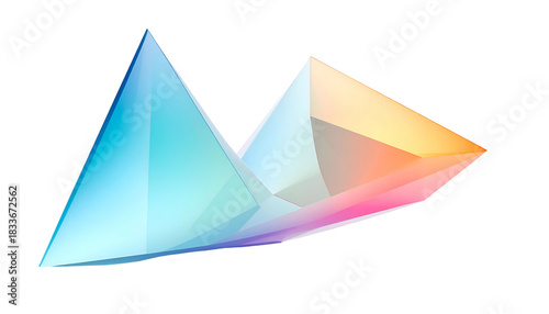 Abstract polygonal form with colorful gradients against black background