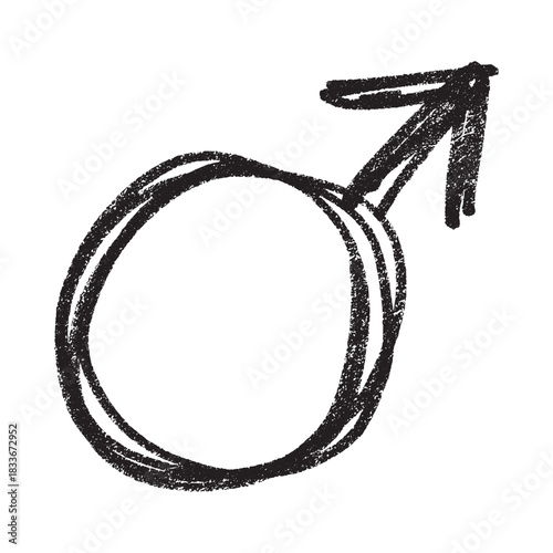 Hand drawn male gender identity sign Symbol used to represent sex and gender