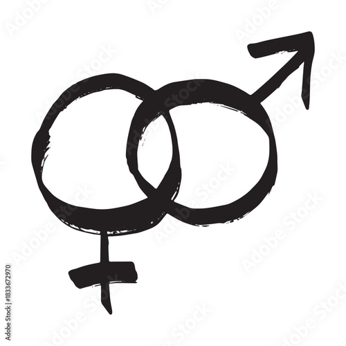 Hand drawn heterosexual gender identity sign Symbol used to represent sex and gender