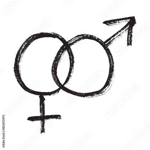 Hand drawn heterosexual gender identity sign Symbol used to represent sex and gender