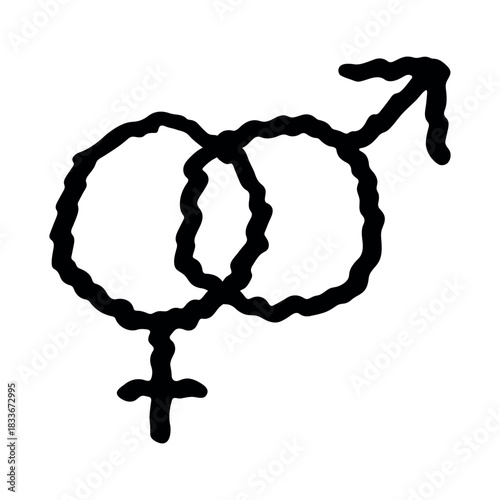 Hand drawn heterosexual gender identity sign Symbol used to represent sex and gender