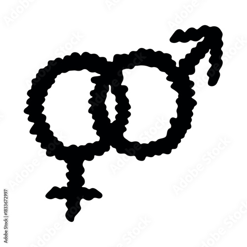 Hand drawn heterosexual gender identity sign Symbol used to represent sex and gender