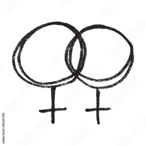 Hand drawn lesbian identity sign Symbol used to represent sex and gender