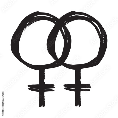Hand drawn lesbian identity sign Symbol used to represent sex and gender
