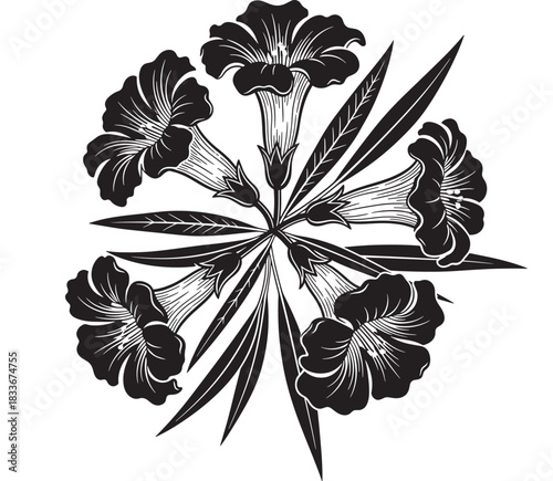 Bold and elegant black floral arrangement perfect for luxury branding and modern invitations, ideal for adding a touch of sophistication to your design projects and marketing materials
