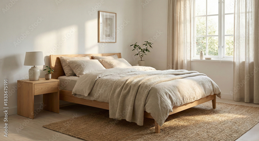 Fototapeta premium Minimal Scandinavian Bedroom