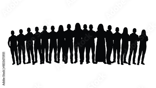 Diverse group silhouette isolated on white background, Vector
