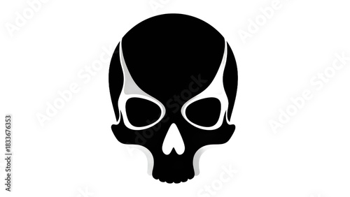 Stylized Black Skull Illustration