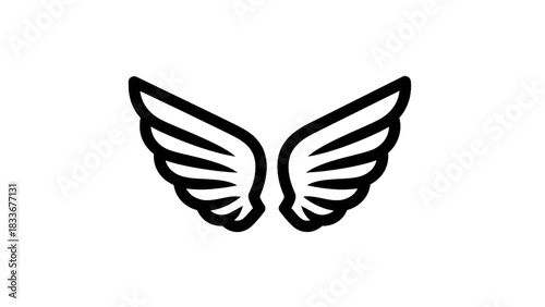 Minimalist Angel Wings Line Art Icon