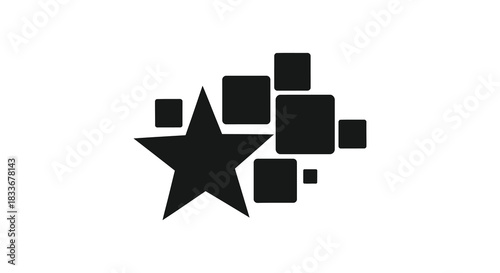 Abstract geometric shapes featuring a prominent star and various squares a striking silhouette