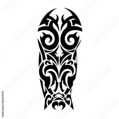 Tribal Arm Tattoo Design - Intricate Black and White Ink Art for a Bold Statement