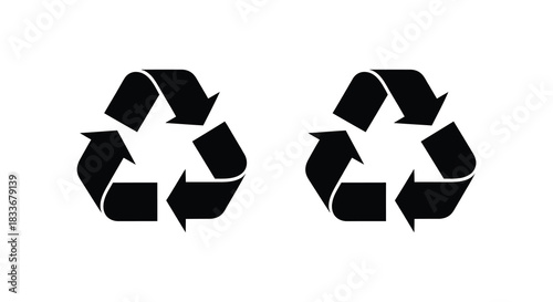 A stark black recycling symbol illustration displays a continuous loop a powerful environmental message silhouette