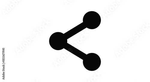 A simple black icon depicting a share symbol against a white backdrop silhouette