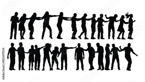 Dancing people silhouettes isolated on white background, Vector