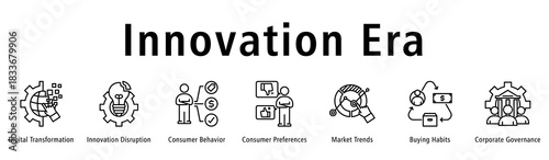 Innovation Era banner highlighting digital shifts, disruptive innovation, behavior patterns, preferences, habits, trends and governance.