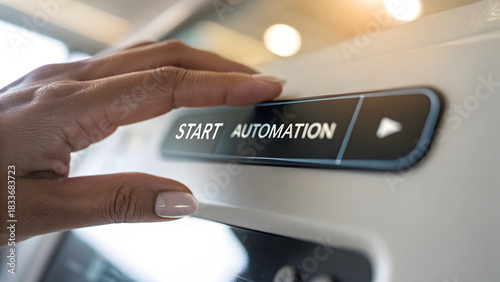 SaaS Marketing Automation A hand pressing a 