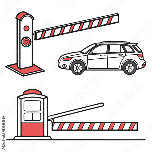 Police line vector icon illustration showing a cartoon delivery truck sign for free transportation design