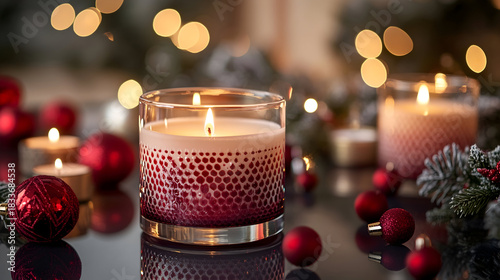 christmas decoration with candles and christmas tree