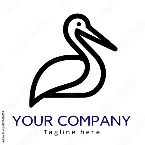Logo or icon, pelican, black, transparent background