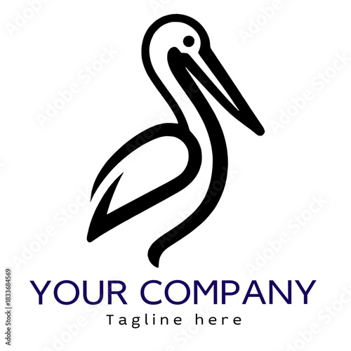 Logo or icon, pelican, elegant, transparent background