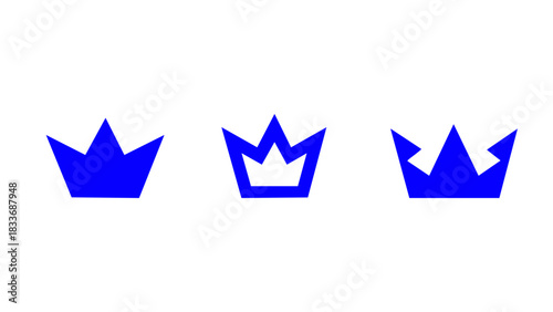 crown blue icon set