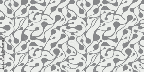Abstract grey organic shapes seamless pattern on a light background