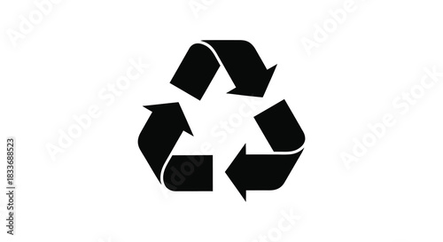 A striking black recycling symbol presented on a white background a powerful visual silhouette
