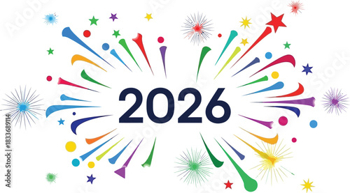 2026 new year future calendar date celebration gold silver metallic shiny