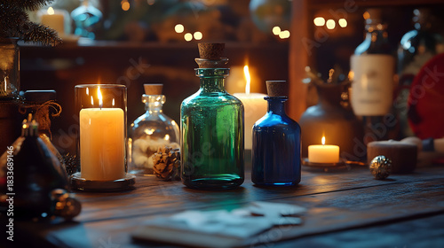 still life with bottle and glasses