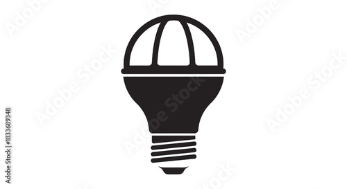 A simple black and white depiction of an led lightbulb in a stark silhouette