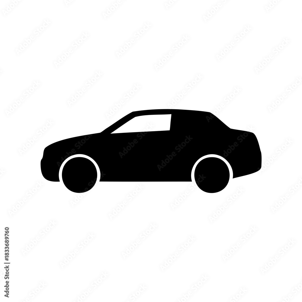 Fototapeta premium Simple black car silhouette icon on a clean white background Vector, illustration