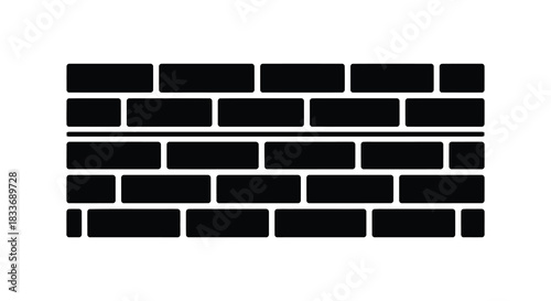 A simple depiction of a brick wall pattern presented in a striking black silhouette