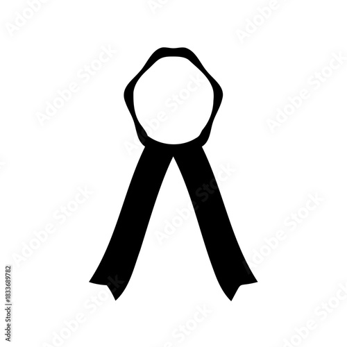 Black awareness ribbon for solidarity, remembrance, mourning. Vector, illustration