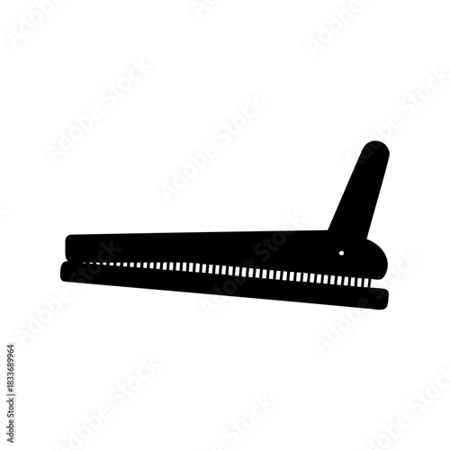 Stylized black silhouette icon of a long-snouted gharial head. Vector, illustration