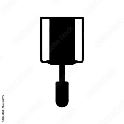 Minimalist black flat icon representing a trowel tool symbol Vector, illustration