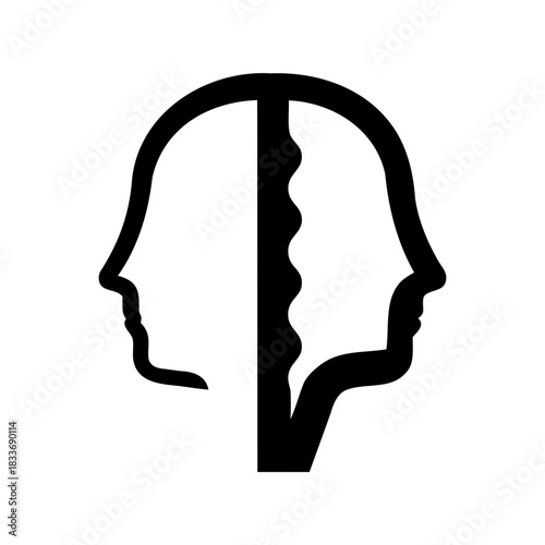 Abstract symbol of dual human minds or contrasting thoughts Vector, illustration