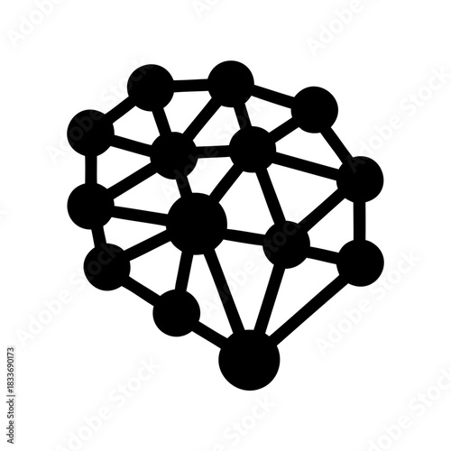 Black neural network icon representing ai and digital connection Vector, illustration