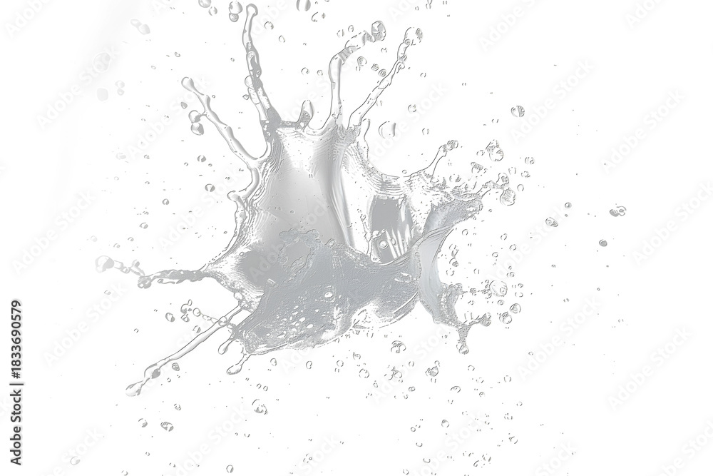 Fototapeta premium Dynamic splash of pure water on a pristine white background, perfect for conveying freshness, cleanliness, and invigorating hydration in your projects