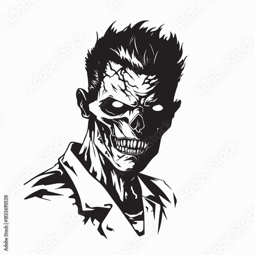 Terrifying Zombie Human Face Image Vector